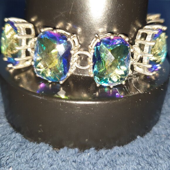 Stunning Vintage Rainbow Crystal 925 Sterling Silver “Shine Your Life” Bracelet - Picture 11 of 17